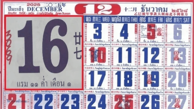 เลขเด็ด “หวยปฏิทินจีน” งวดวันที่ 16 ธันวาคม 68 ของมันแรงจริง! คอหวยห้ามหลุดโผ spannet